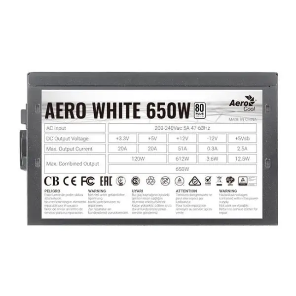 aerocool aero white 650w 80 plus 2