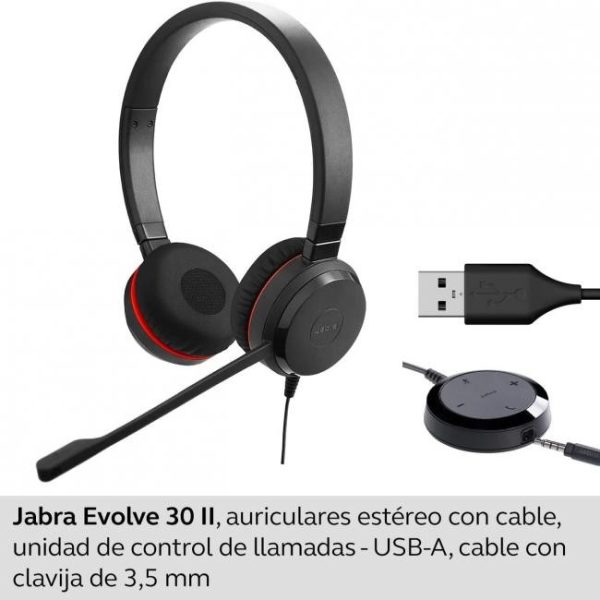 auriculares jabra evolve 30 ii ms con microfono negros 7