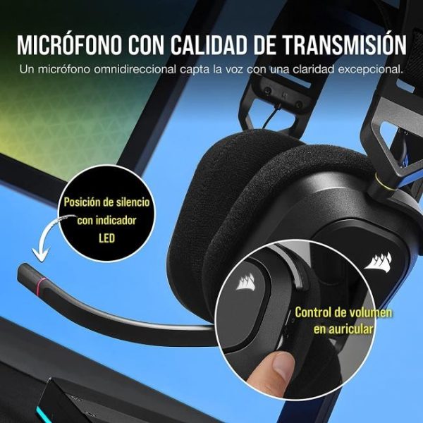 corsair hs80 rgb wireless auriculares gaming negros 14