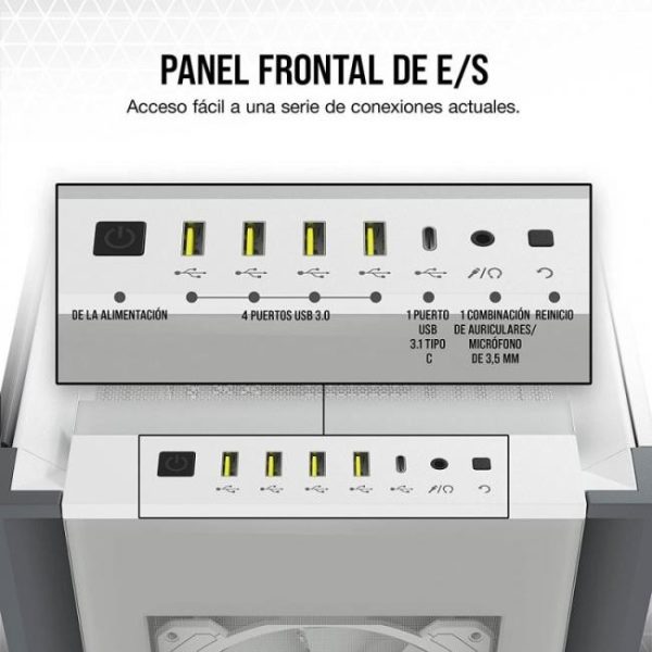 corsair icue 7000x rgb cristal templado usb 30 blanca 11
