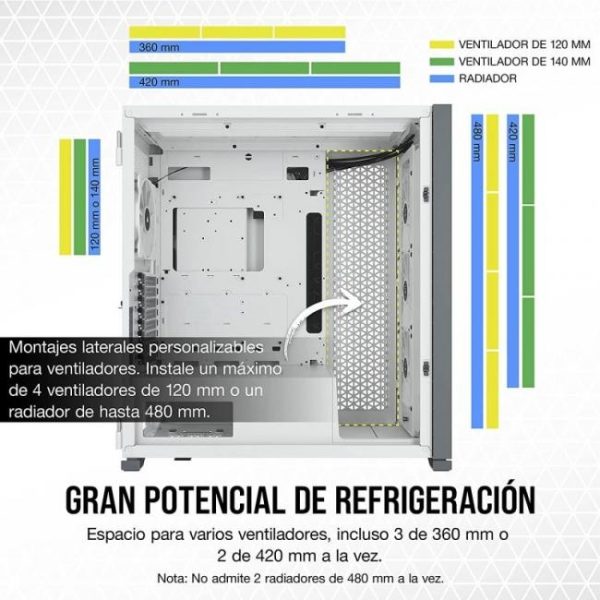 corsair icue 7000x rgb cristal templado usb 30 blanca 13