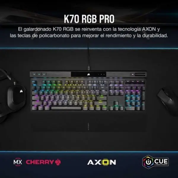 corsair k70 rgb pro teclado mecanico gaming switch cherry mx red negro 13