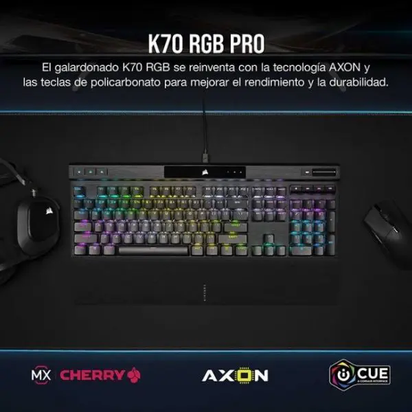corsair k70 rgb pro teclado mecanico gaming switch cherry mx speed silver negro 15
