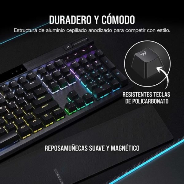 corsair k70 rgb pro teclado mecanico gaming switch cherry mx speed silver negro 16