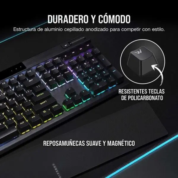 corsair k70 rgb pro teclado mecanico gaming switch cherry mx speed silver negro 16