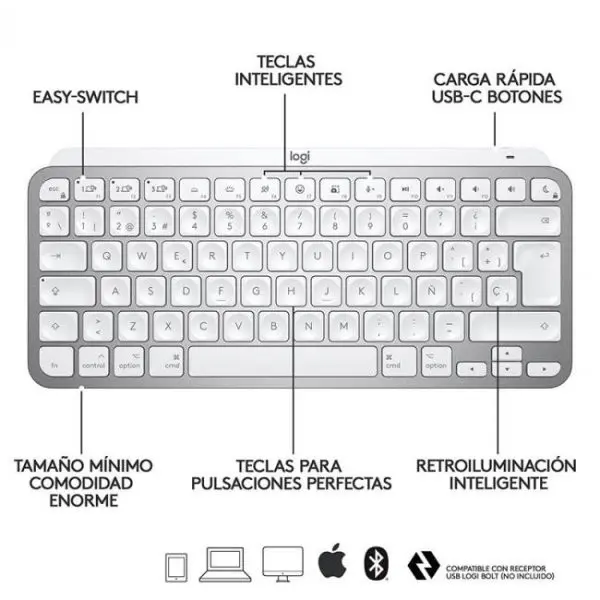 logitech mx keys mini teclado bluetooth para mac 2