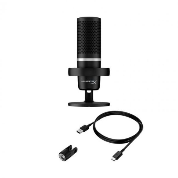 microfono hyperx duocast rgb negro 13