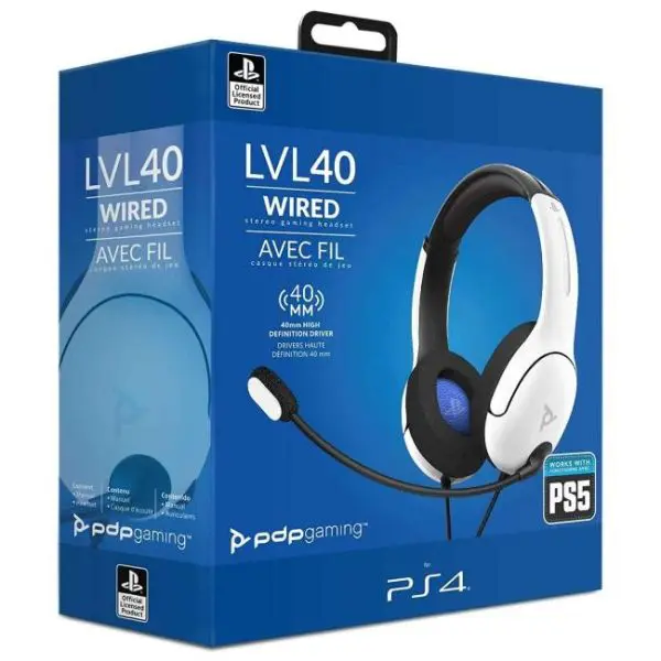pdp lvl50 wired headset white ps5ps4 4