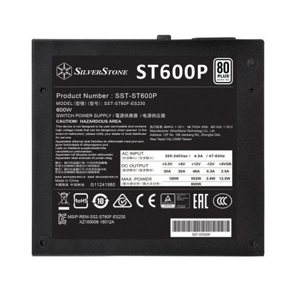 silverstone st600p 80plus 230v eu 600w atx 4