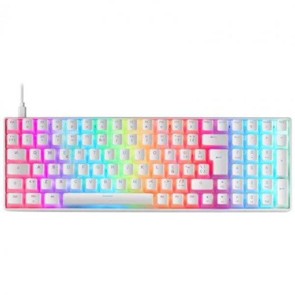 teclado mecanico mars gaming mkultra blanco switch azul