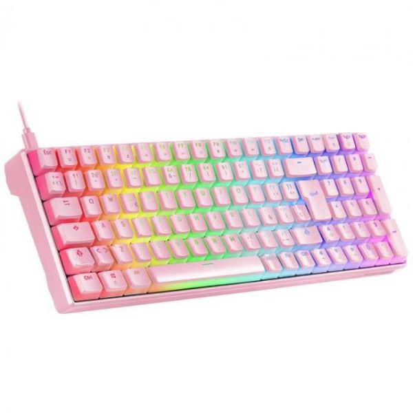 teclado mecanico mars gaming mkultra rosa switch azul 1