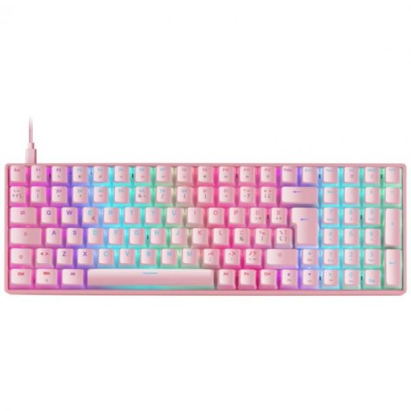 teclado mecanico mars gaming mkultra rosa switch azul