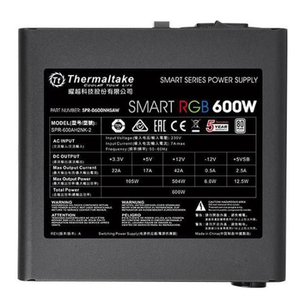 thermaltake smart rgb 600w 80 plus 1