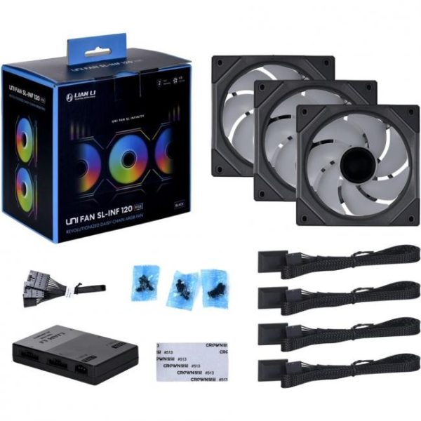 ventilador lian li inf sl120 rgb pwm negro 120mm pack 3 15